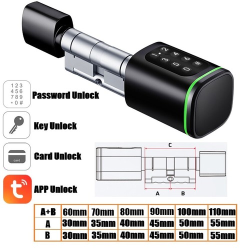 Tuya Smart Tür Schließzylinder Passwort Türschloss für 60-110mm Sicherheitstür - Picture 20 of 26