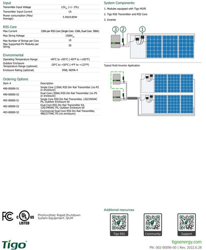 Transmisor RSS Tigo 493-00000-52 señal pura doble núcleo comercial 480/277VAC - Imagen 4 de 4