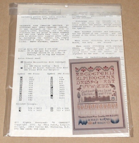 Thea Dueck "O Canada!" Glorious & Free Cross / modello campionatore punto speciale - Foto 2 di 2