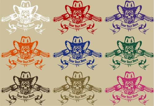 Cowboy Skull Rodeo Guns Custom Name Car Truck Window Laptop Vinyl Decal Sticker - Picture 2 of 2