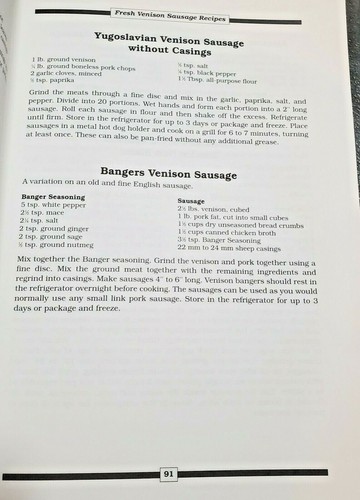 The Venison Sausage Cookbook Harold W. Webster , Jr. 2002 FREE SHIPPING!! - Picture 6 of 6