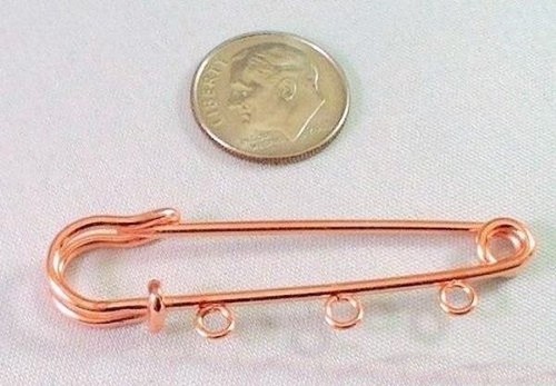 Kilt Pin, CopperPlated 2" Long 3 Loops Charm Safety Pins Charm Holder 12 Or 50 * - Picture 2 of 3