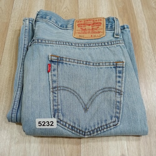 VTG Levis 505 Jeans Mens 36x32 Straight Regular Fit Cotton Denim Light Wash - Picture 11 of 14
