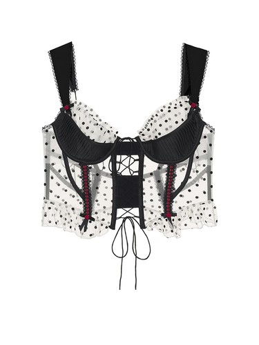 Victoria's Secret For Love and Lemons Lucinda Bustier Corset 38C Black White - Picture 4 of 8