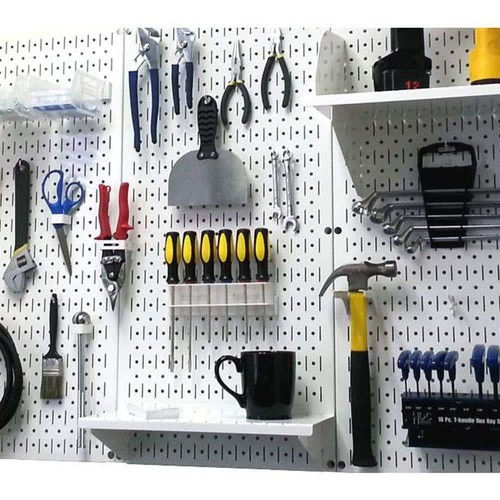 Wandsteuerung Lochbretter 0,75"Lx32"Bx32"H Metall 58 Spalten 31-reihig weich weiß - Bild 2 von 8