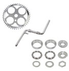 4 HOLE SCHWINN STYLE BICYCLE 46T SPROCKET, 6 1/2 CRANK, & BOTTOM BRACKET SET.