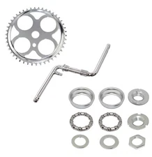 4 HOLE SCHWINN STYLE BICYCLE 46T SPROCKET, 6 1/2 CRANK, & BOTTOM BRACKET SET.