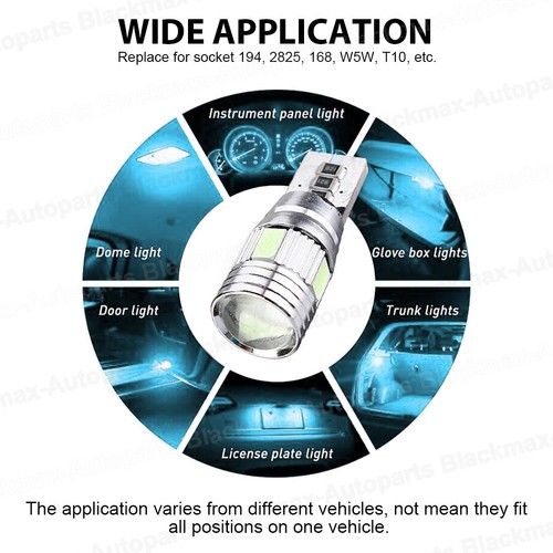 T10 CAR 501 BULB LED SIDE LIGHT BULBS CANBUS ERROR FREE 6 SMD XENON W5W - Foto 36 di 55