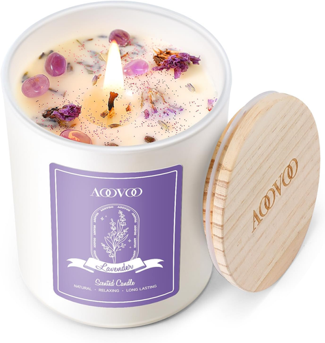 Lavender Scented Candles for Women - Aromatherapy Candle with Crystals Inside, 7 - Picture 9 of 12