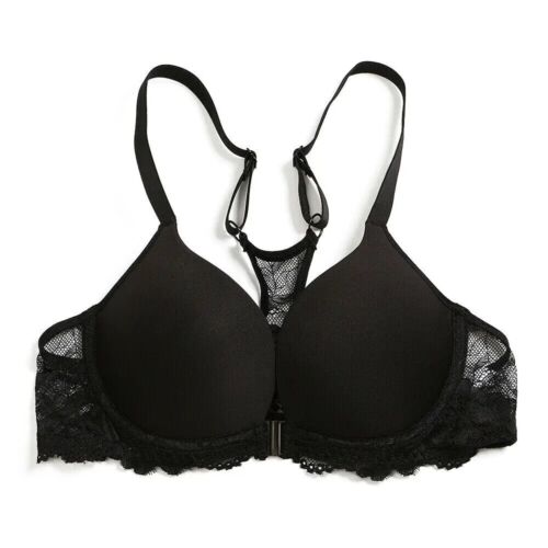 Front Close Closure Halter Racerback Push Up T Shirt Molded Cup Padded Lift Bra - Picture 16 of 16