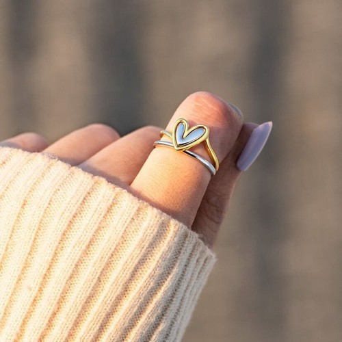 Eleganter Herzring für Mädchen - vergoldet & versilbert | erhältlich in Größen 6,7,8,9,10 - Bild 10 von 14