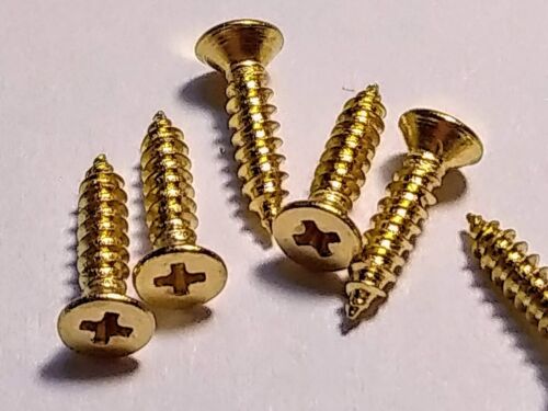 100 tornillos de madera chapados en latón tamaño #4 x 1/2" cabeza plana Phillips QTY 100 - Imagen 2 de 3