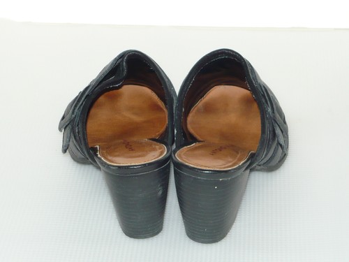 Antonio Melani Black Leather Buckle Mules 8M - Picture 5 of 6