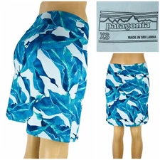Patagonia Women's XS Skirt Morning Glory Tropical Leaf Blue Athletic Floral EUC