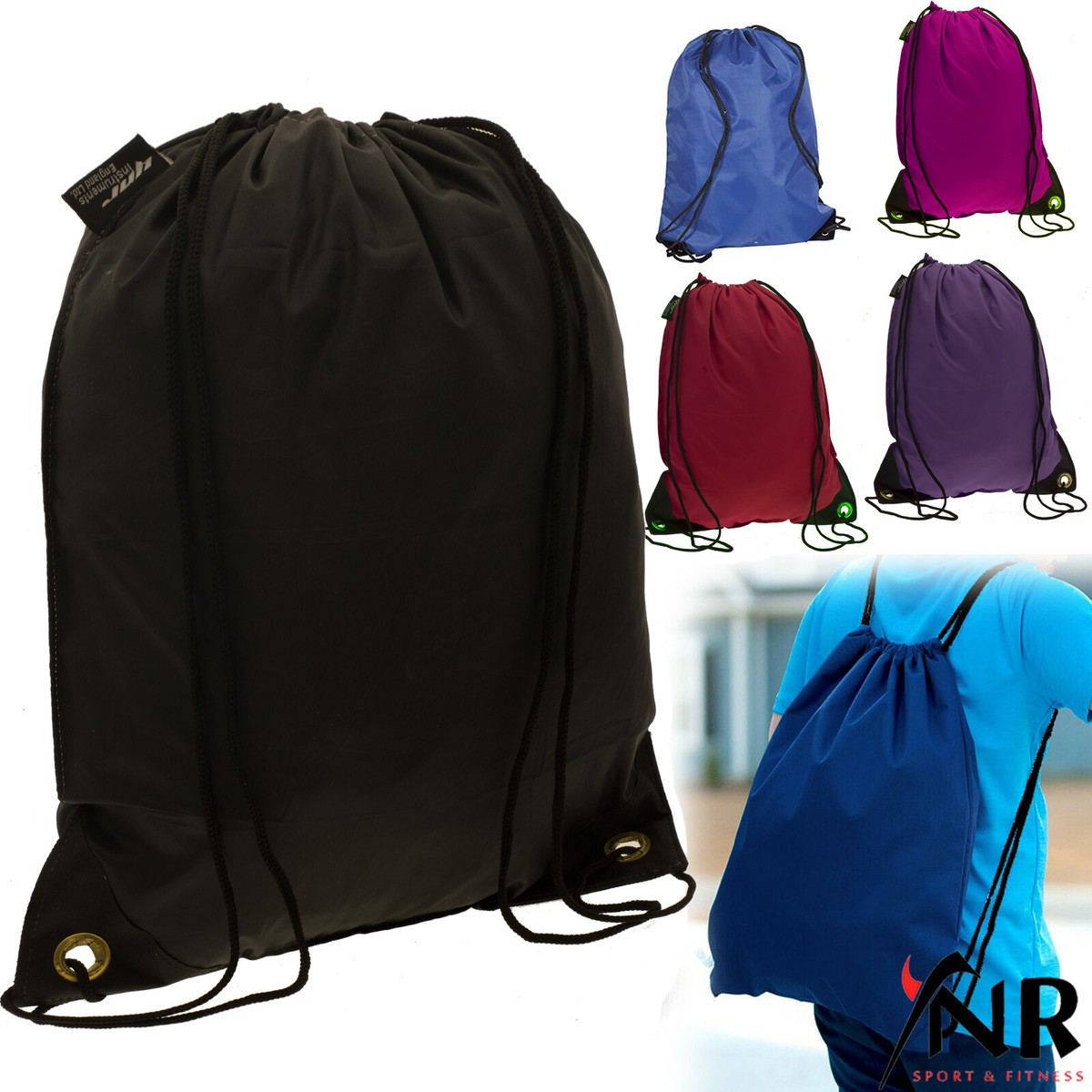 School Drawstring Book Bag Sport Gym Swim PE Dance Girls Boys Kids