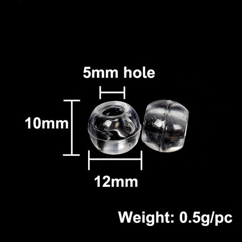 100pc 12mm BIG HOLE BEADS FOR HAIR BRAIDS PONY BRACELET TRANSPARENT CLEAR - Picture 3 of 13
