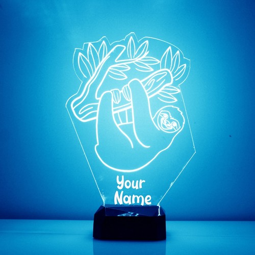 Sloth LED Light - Personalized FREE - NIGHT LIGHT LAMP. 16 Color With Remote. - Picture 4 of 10