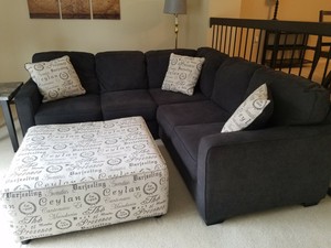 Details About Used Sectional Sofa Charcoal Gray Ottoman And Pillows Included