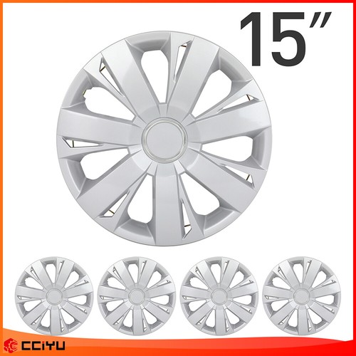 4 Pcs 15 Inch Universal Wheel Hub Caps Silver Wheel Cover Wheel Trim Kit - Bild 1 von 9