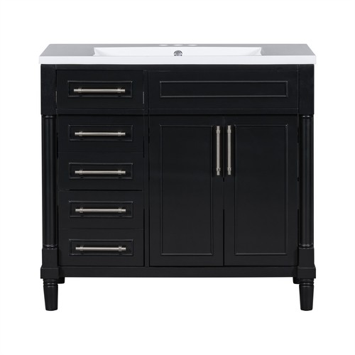 36'' Bathroom Vanity Bathroom Storage Cabinet with Sink&Drawers Adjustable Shelf - Picture 8 of 33