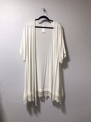 Cárdigan Ciruela Pretty Sugar Mujer Marfil M Mangas Kimono Encaje Bordado - Imagen 4 de 10