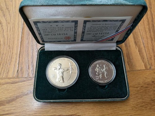 1988 XXIV Olympiad Seoul Proof Sterling Silver 5 sets of 2-Coin Sets Box & COA - Picture 4 of 13