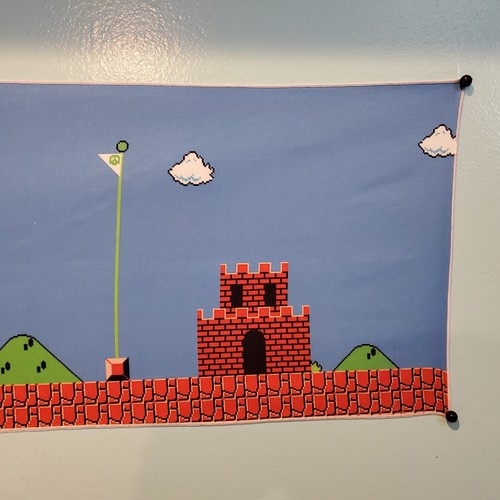Super Mario Bros. stage 1-1 tapestry Nintendo game room banner retro wall flag - Picture 9 of 11