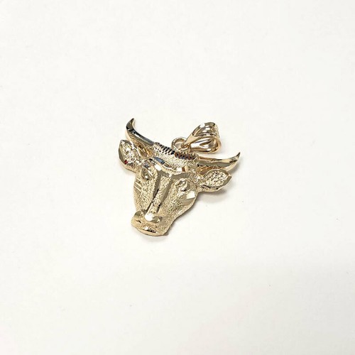 Yellow Gold Bull Head DC Pendant Necklace - Picture 5 of 13