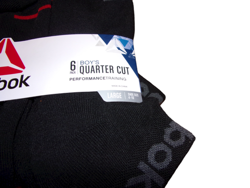 Boys LARGE Reebok Athletic Ankle Socks Quarter Cut Low Cut Black 6-Pack - New - Picture 5 of 6