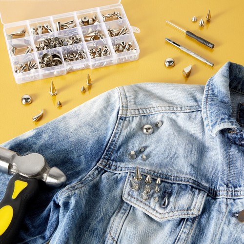 150 Piece Screw Spike Studs for Clothing DIY Crafts with Tools, Assorted Sizes eBay
