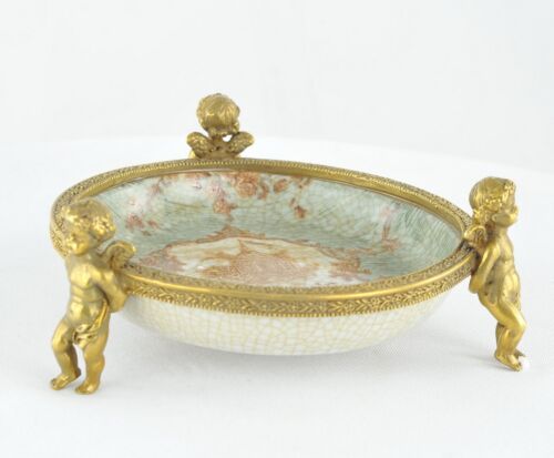 Figura Cuenco Bebé Estilo Art Deco Estilo Art Nouveau Porcelana Bronce Jabonera - Imagen 7 de 12