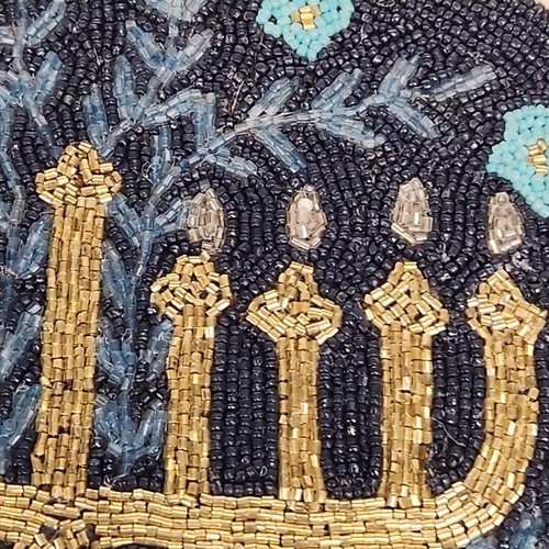 Chanukka Menora Perlen Tischset Hand verziert Ladegerät 15" Indien NEU - Bild 5 von 8