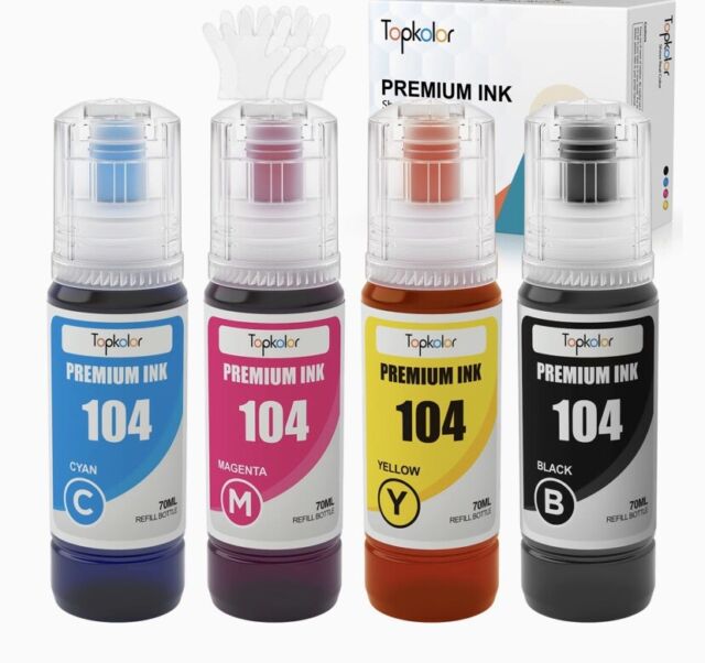 epson Ecotank Compatible 104 ink set Top Kolor 4 Colour Set 70ml Eco tank epson Ecotank Compatible 104 ink set Top Kolor 4 Colour Set 70ml Eco tank