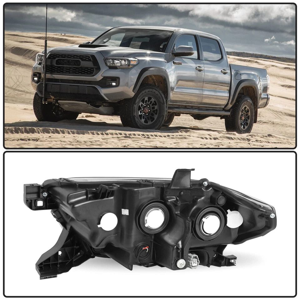 Juego faros izquierda+derecha LED DRL negros para Toyota Tacoma 2016-2022 Foto 4 de 4