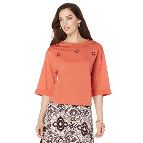 twiggy LONDON Floral Embellished Drop Shoulder Top 432020-J - Picture 6 of 7