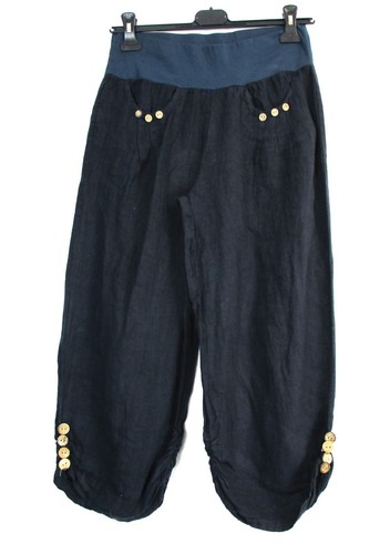 Pantaloni cropped italiani Lagenlook 100% lino taglia unica: regular e taglia unica:Plus - Foto 12 di 80