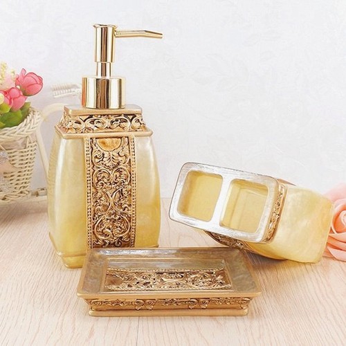 5Pcs Resin Bathroom Accessories Set Retro Aristocracy Bath Toothbrush Cup Holder - Picture 6 of 9