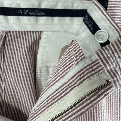 Brooks Brothers 346 Seersucker Shorts Men 36 White Red Pleated Preppy Golf - Picture 7 of 15