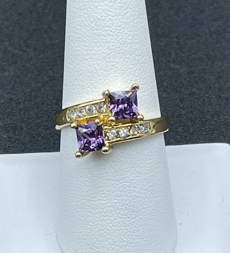 Lote de 5 anillos vintage 18K HGE y tono dorado circonita cúbica Ana BeKoach & Estate talla 8 y 8,5 - Imagen 4 de 24