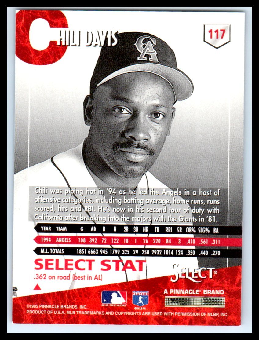 1995 Select 117 Chili Davis Near mint or better Baseball Card eBay