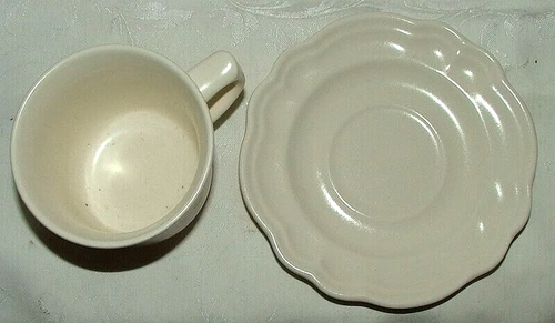 1985+ Pfaltzgraff Stoneware TEA ROSE Flat Cup & Saucer Made in USA - Picture 2 of 6