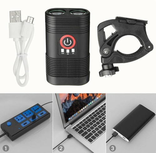 Linterna frontal recargable de carretera USB 3000 LM doble LED IP65 - Imagen 5 de 11