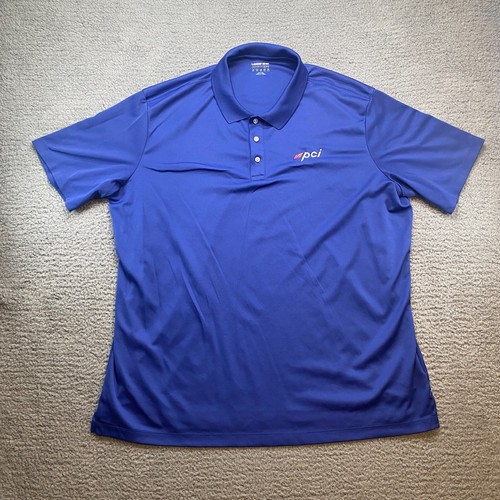 Eddie Bauer x PCI Polo Herren 2XL XXL blau Golf Logo bestickt kurzarm
