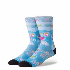 Stance Kids Blue Crew Polyester Cushion Stripe LA Iguana Classic Socks Sz S 7-10