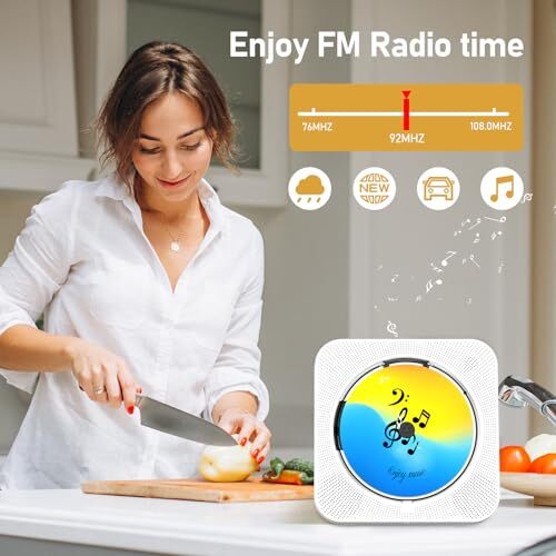 CD Player Portable with Bluetooth 5.1 Transmitter and Reciever Desktop CD White - Picture 6 of 7