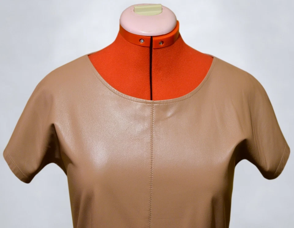 GUCCI Brown Combined Wool Leather Dress Size S - Image 4 of 4