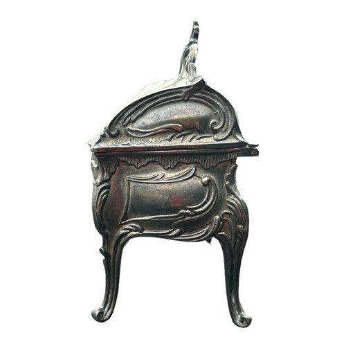 Antique Art Nouveau Ornate Repoussé Victorian Jewelry Casket Red Velvet Lined - Picture 5 of 11