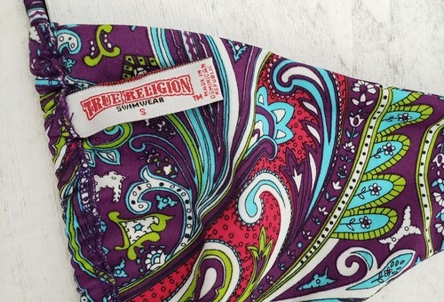 NEW Vintage Y2K TRUE RELIGION Boho Paisley Halter Bikini Swimsuit Swimwear S - Picture 11 of 11