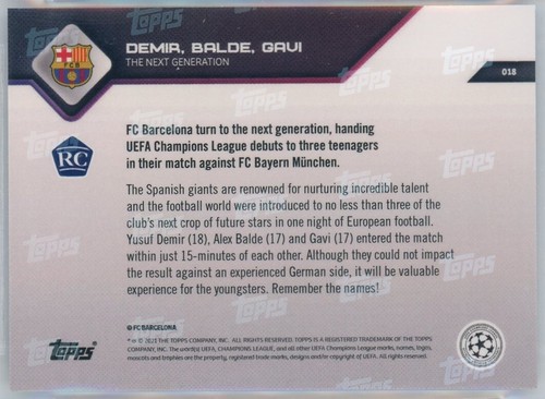 2021-22 TOPPS NOW DEMIRA, BALDE, & GAVI UCL #18 - BGS PRISTINE BLACK LABEL 10 - Picture 2 of 2