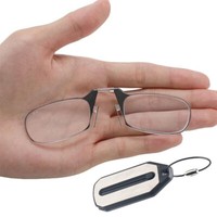 Mini Nose Clip On Portable Reading Glasses Rimless Key Chain Wallet Magnifying 1